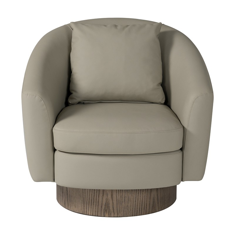 Leather Swivel Barrel Accent Chair