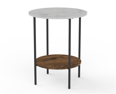 Modern Industrial Round End Table – Dual-Tier Storage & Timeless Design